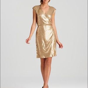 Michael Kors Gold Sequined Wrap Dress